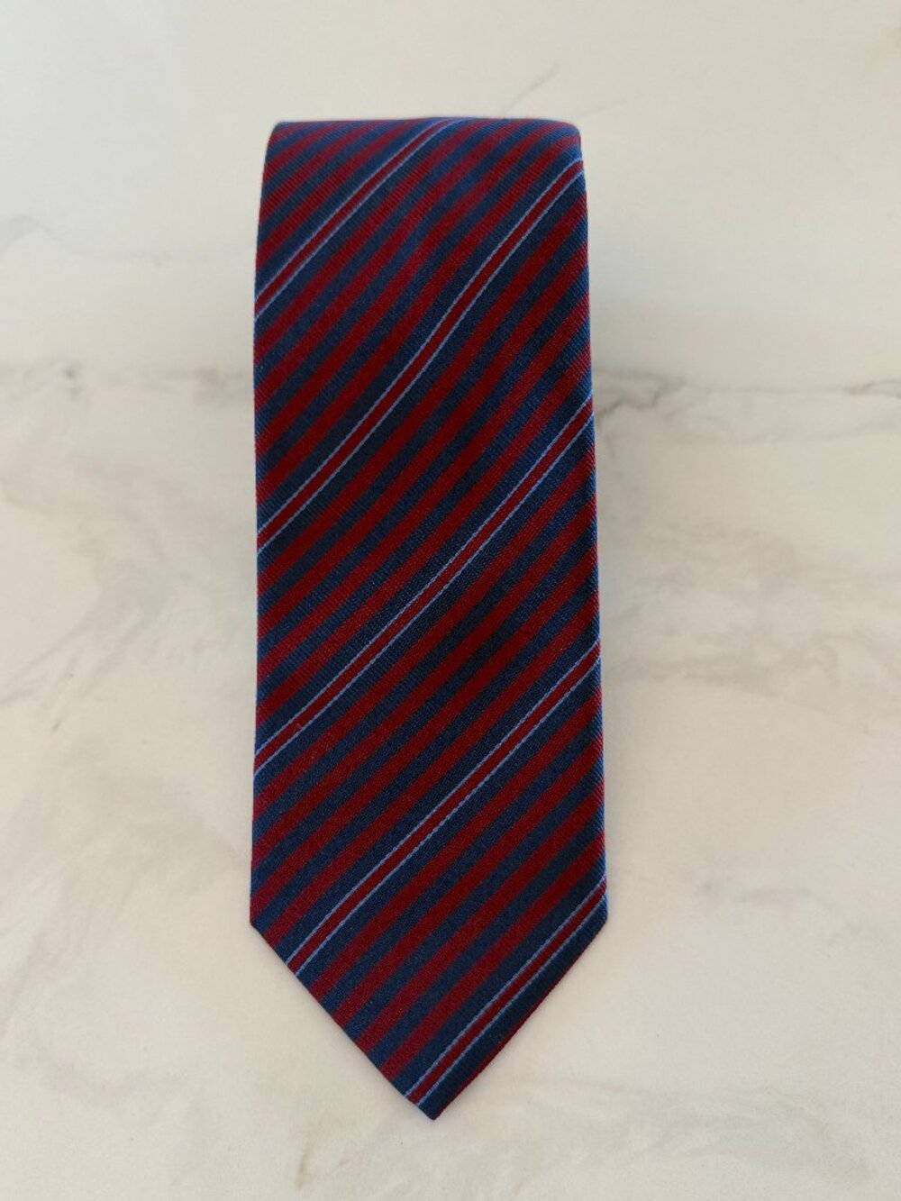 Thomas PINK Burgundy and Blue Neck Tie 100% Silk
